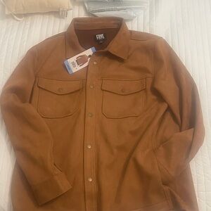 Frye Vegan Suede Tan Button-Up Shirt Jacket